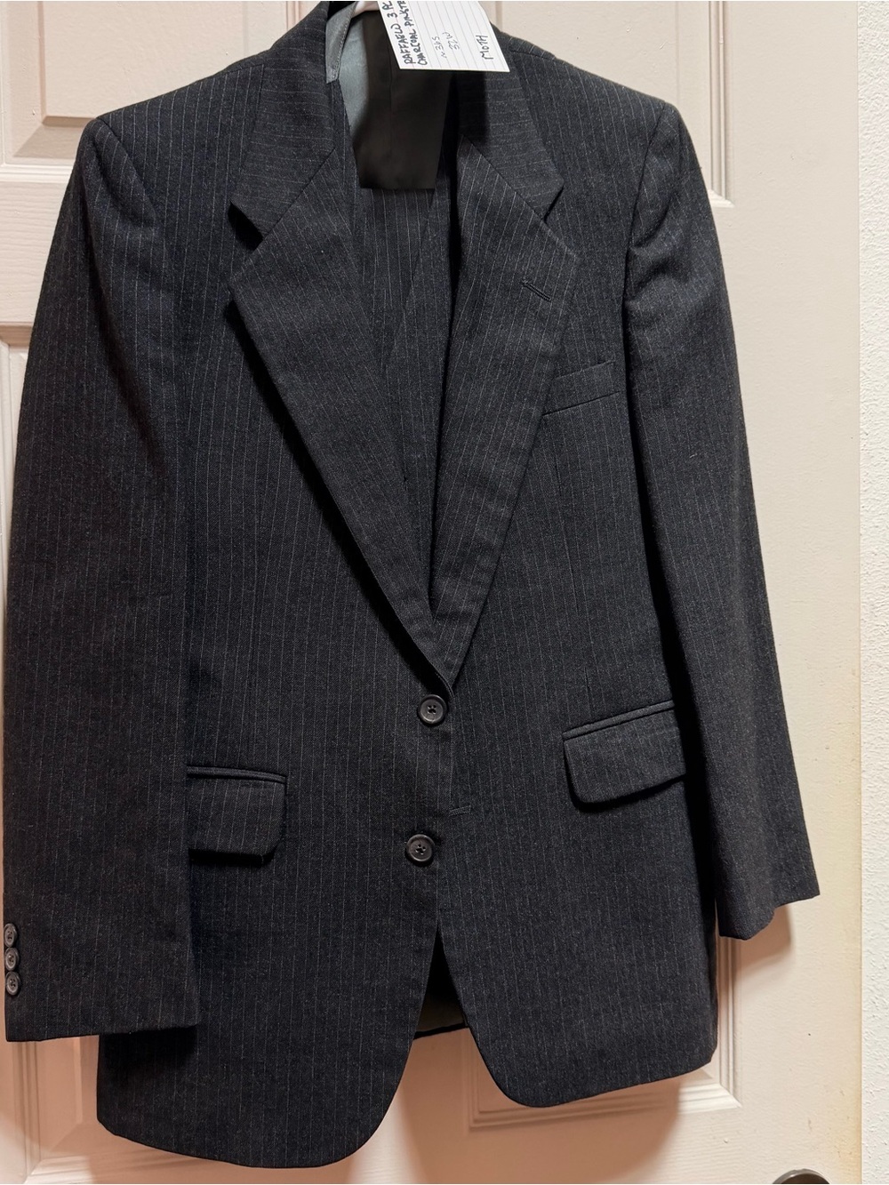 Raffaelo men’s 100% wool 3 piece suit. NOTE: moth damage,needs reweaving.